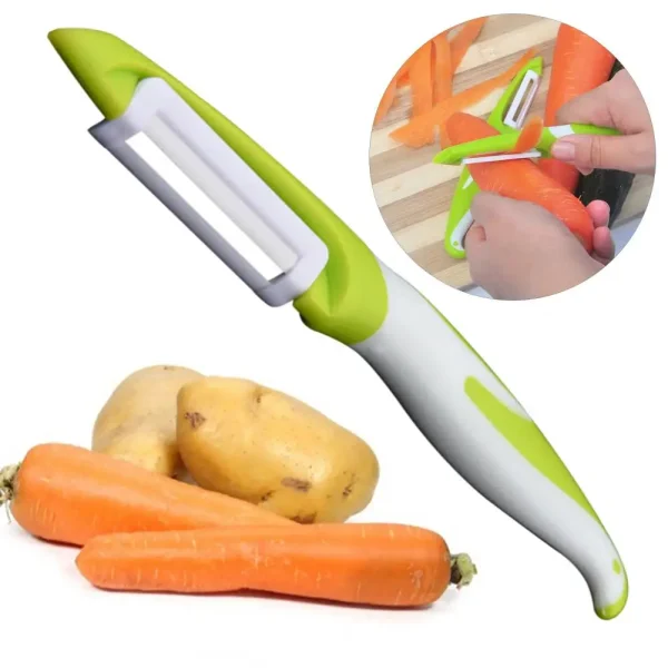 Ceramic Peeler Ergonomic Curved Handle Sharp Blade Multi-functional Manual Vegetable Fruit Peeling Tool Kitchen Gadgets - Image 4