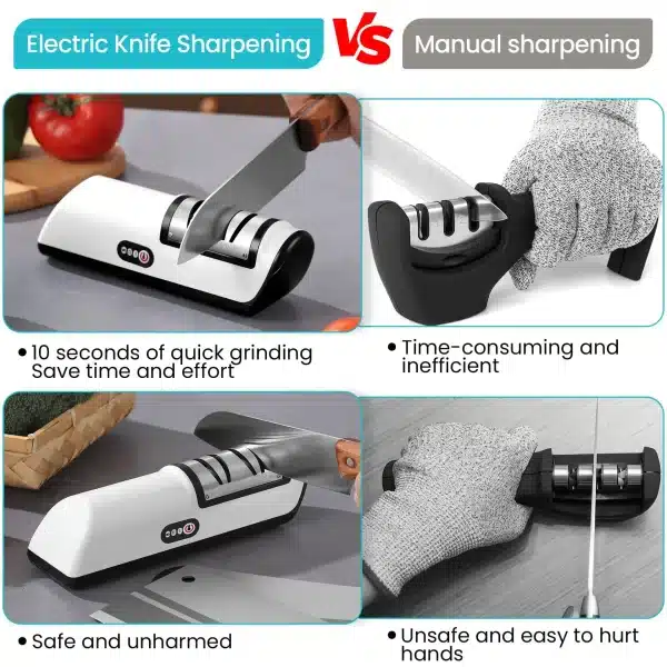 Electric Knife Sharpener Household Whetstone Kitchen Gadget Multifunctional Fully Automatic Rechargeable Small Knife Sharpener - Image 2