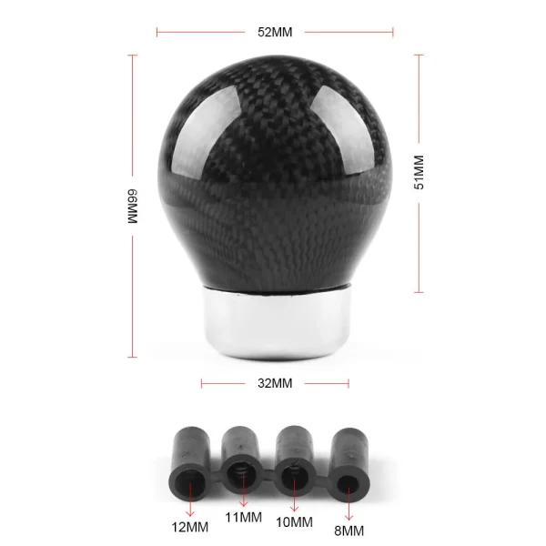 Car Real Carbon Fiber Gear Shift Knob Round Ball Shape Manual Transmission Shifter Lever Replacement Gearstick Interior Parts - Image 2