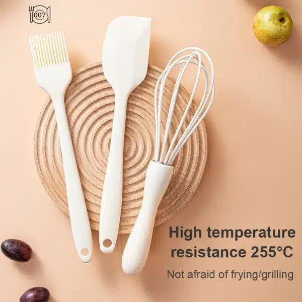 Silicone Baking 3-piece Set Cake Cream Spatula Scraper Kitchen Household Egg Whisk Barbecue Oil Brush Gadget Kitchen Supplies - Image 3