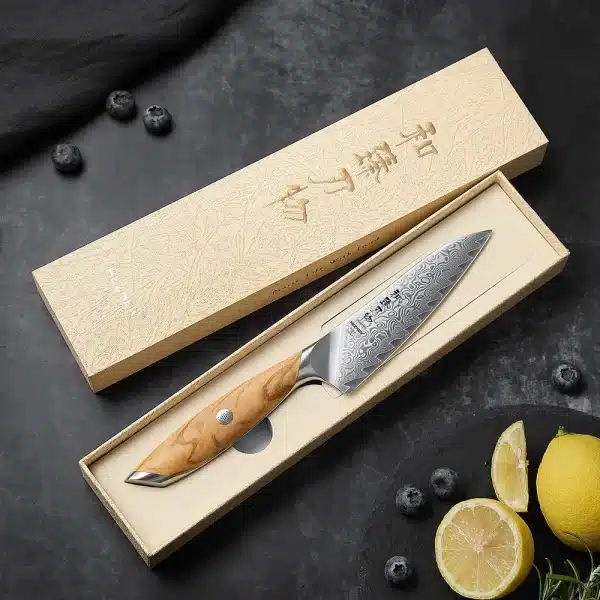 HEZHEN Flagship Series 5 Inch Utility Knife Japanese Style Kitchen Knife 73 Layer Damascus Powdered Steel Cutlery - Image 6