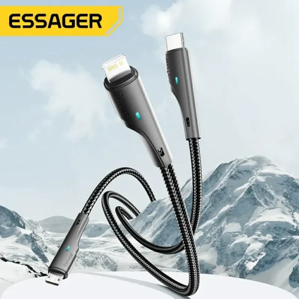 Essage 3 in 1 USB Cable Micro USB Type C Fast Charger Micro USB Type C Data Cable For IP 14 13 Samsung Xiaomi Huawei - Image 4