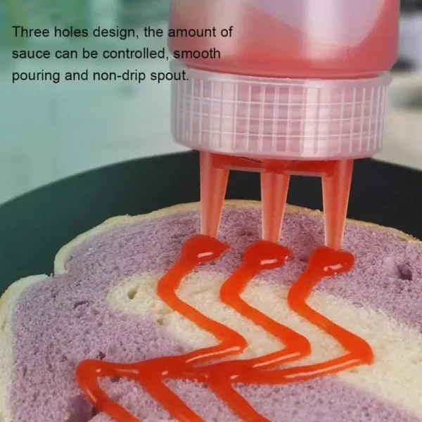 3 Holes 800ML Twist Cap Squeeze Bottle Food Grade Plastic Ketchup Mustard Mayo Sauces Olive Oil Bottles Kitchen Gadgets #1 - Image 2