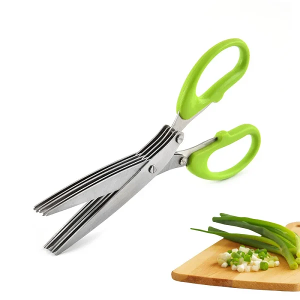 Multifunctional Muti Layers Stainless Steel Knives Multi-Layers KItchen Scissors Scallion Cutter Herb Laver Spices Cook Tool Cut - Image 5