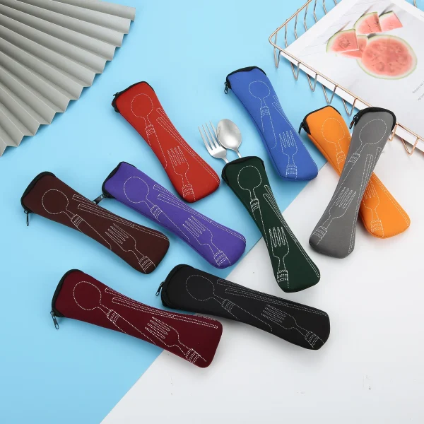 Tableware Box Portable Cover Type Cutlery Case Kitchen Students Household Utensils Dinnerware Bag Dinner Pouch with Zipper