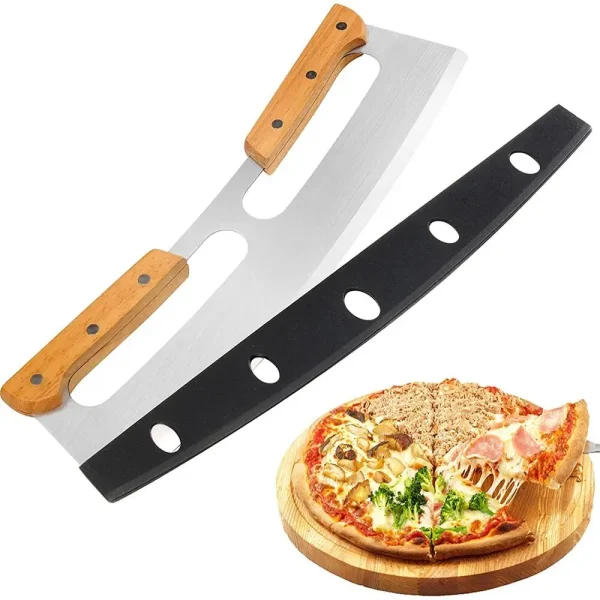 Pizza Cutter Stainless Steel Pizza Knife Pastry Roller Cutter Home Kitchen Utensils Accessories Wooden Handles Pizza Cutter - Image 4