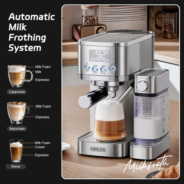 Cafelffe Fully Automatic Espresso Machines Automatic Milk Froth Ground Coffee Stainless Steels Cappuccino maker Cafeteria 20Bar - Image 3