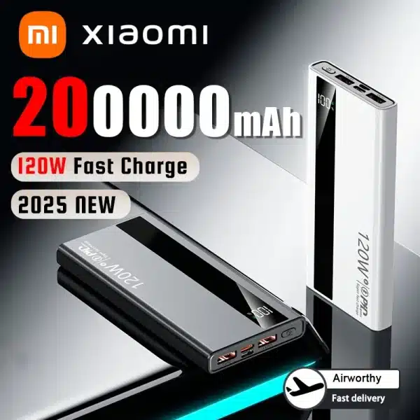 Xiaomi 200000mAh Power Bank 120W Super Fast Charging Battery High Capacity Digital Display Power Bank For Iphone Huawei Samsung