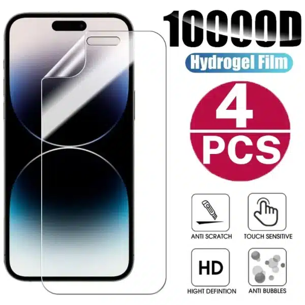 1-4Pcs Full Cover Hydrogel Film for iPhone 15 Pro Max Screen Protectors Anti-scratch Protective Cover for iPhone 15 Pro 15 Plus