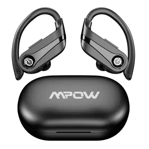 Mpow Q63 Bluetooth 5.3 Wireless Earbuds with Mic IPX7 Waterproof 200H Earphones with Hooks for Sports Running Workout Gym