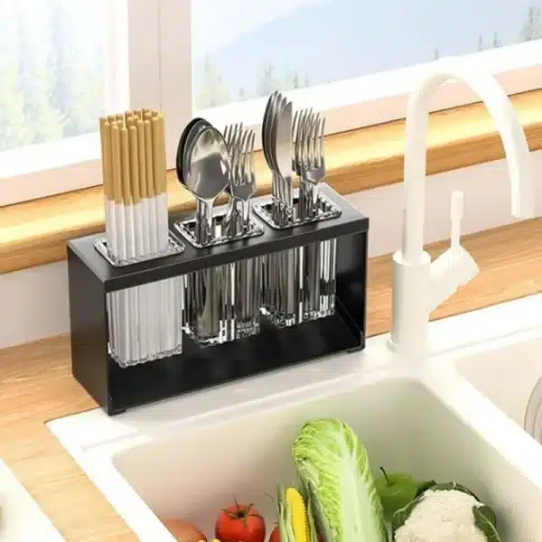 Multi Functional Kitchen Holder Chopstick Spoon Storage Holder Automatic Drainer Cutlery Knife Fork Racks Kitchen Accessories - Image 3