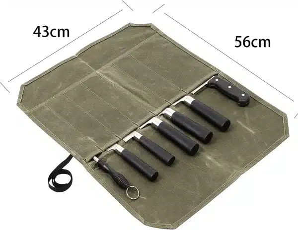 Wet Wax Canvas Knife Storage Bag Chef Picnic Camping Barbecue Kitchen Portable Storage Bag Chef Bag File Roll Storage - Image 3