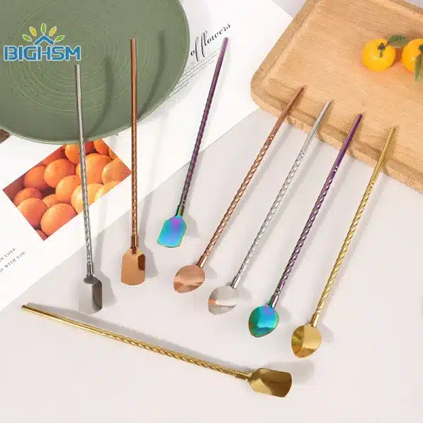 Stainless Steel Stir Bar Spoon Mixing Ounces Cocktail Spoons Spiral Pattern Bartender Tools Teadrop Spoon Kitchen Bar Gadgets - Image 2