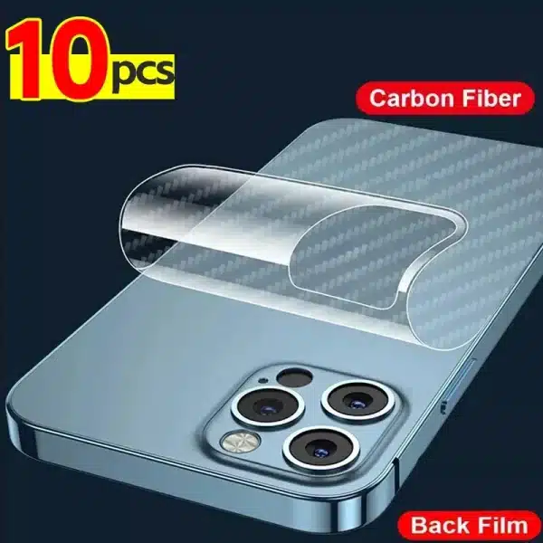 10Pcs Back Screen Carbon Fiber Sticker for iPhone 16 Pro Max Plus Protective Film Anti-fingerprint Back Screen Protector Films