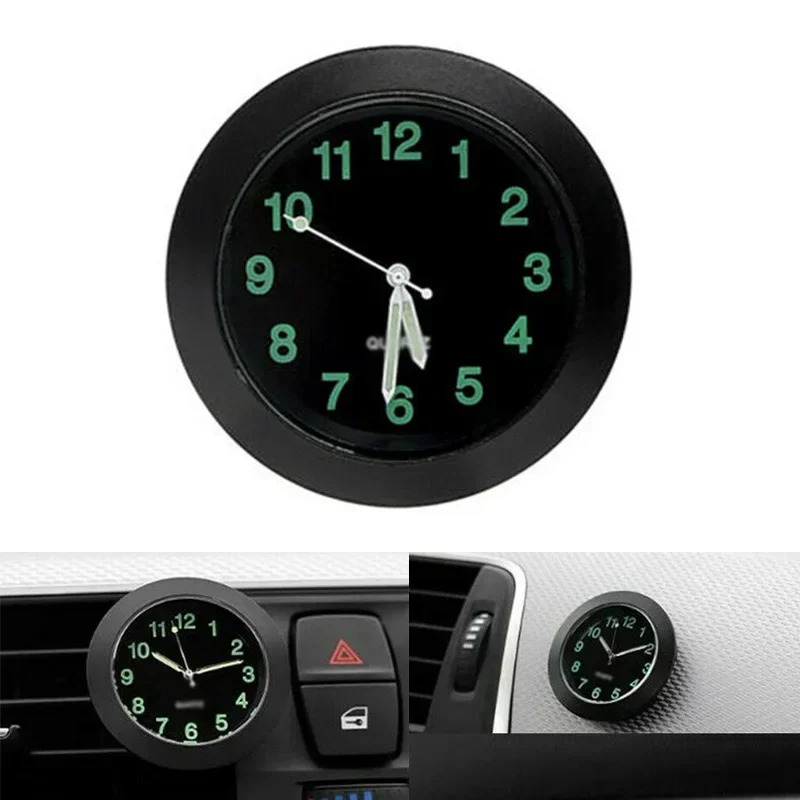 FINDME Mini Car Clock Luminous Air Vent Clip Clock Interior Quartz Analog Watch Decor Auto Replacement Parts