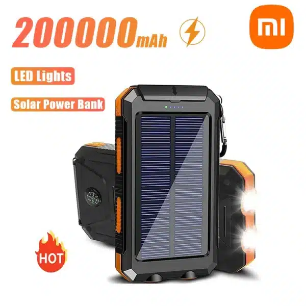 Xiaomi Solar Power Bank 200000mAh Portable Charging Poverbank External Battery Charger Strong Light LDE Light for iphone samsung