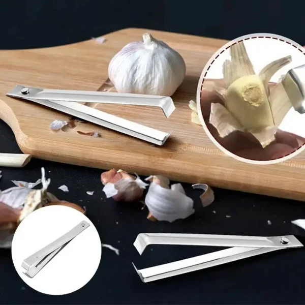 Garlic peeling tool Garlic peeling pliers Stainless steel tweezers Comfortable grip Efficient kitchen gadgets for chefs - Image 2