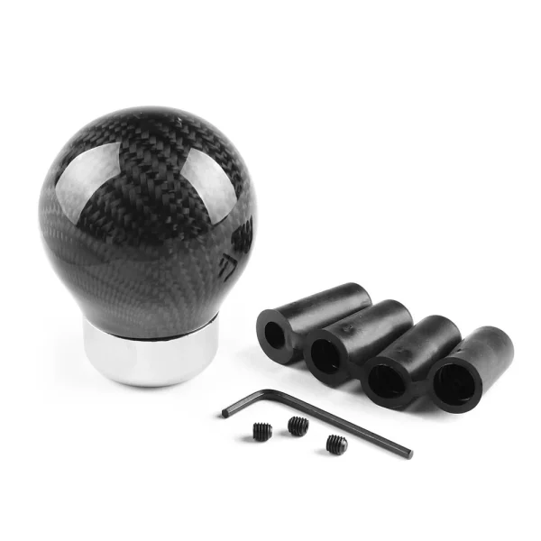 Car Real Carbon Fiber Gear Shift Knob Round Ball Shape Manual Transmission Shifter Lever Replacement Gearstick Interior Parts