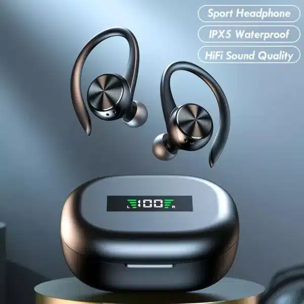 Wireless Bluetooth 5.0 Sports Headphone IPX5 Earbuds w/500mAh Charging Case Ear Hooks Earphones 3D HiFi In-Ear Wireless Headset