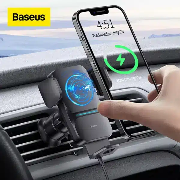 Baseus Qi 15W Wireless Car Phone Charger Holder Mount Bracket Fast Charging Holder For Samsung iPhone Car Phone Holder Mount