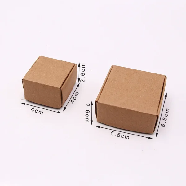 10P Miniature Kraft Gift Boxes Brown Paper Small Square Box Cardboard Mini Ring Earring Jewelry Pack Carton Chocolate Candy Box