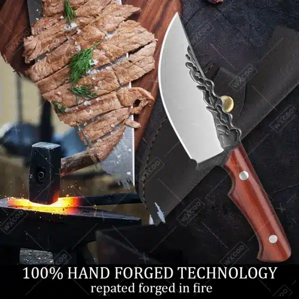 Stainless Steel Kitchen Scissor Knives Professional Boning Knife Hand-forged Butcher Meat Cleaver Knife BBQ Knife with Cover - Image 4