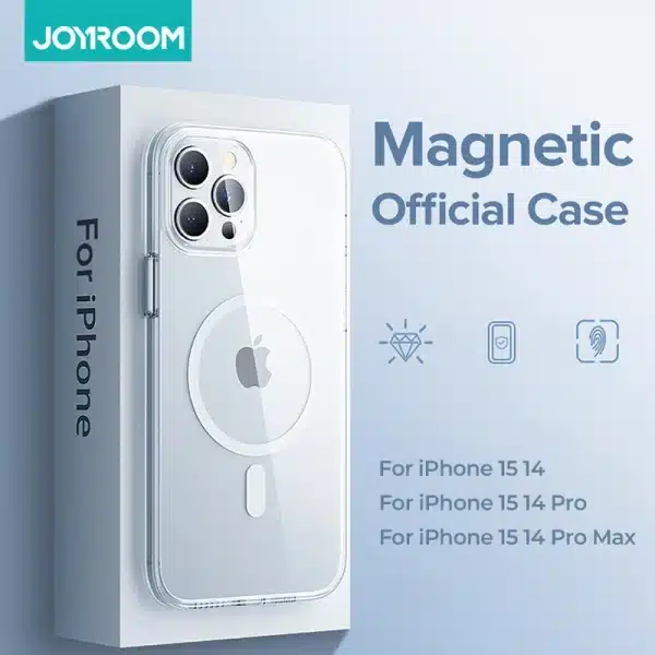 Joyroom Magnetic Case For iPhone15 14 13 Pro Max Transparent Cover For iPhone 13 Pro Max Case Wireless Charger Magnet Back Cover