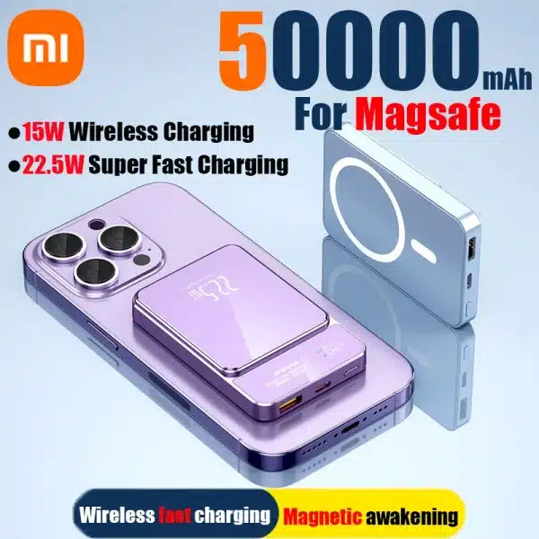 Xiaomi 50000mAh Power Bank Magnetic Qi Wireless Charger Magsafe 22.5W Super Fast Charging Powerbank For iPhone Samsung Huawei