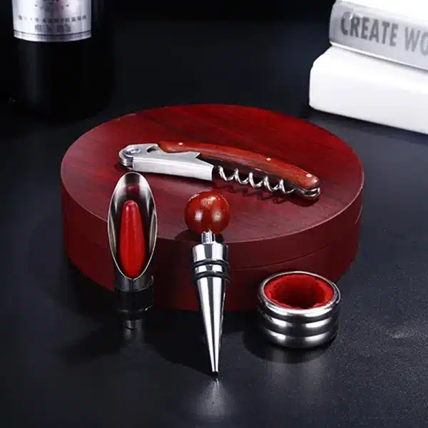 Opener Set 4-piece Wine Bottle gift Household Attachment Multi-functional Wine Leather Box Wine Bottle Set Kitchen Gadgets - Image 5