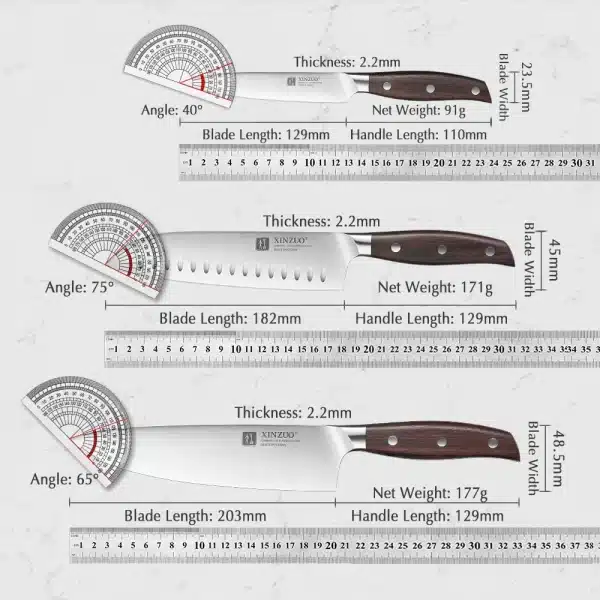 XINZUO Professional Full 7 PCS Knife Set German 1.4116 Stainless Steel Kitchen Knives Sets Best Kitchen Slicing Santoku Tool - Image 5