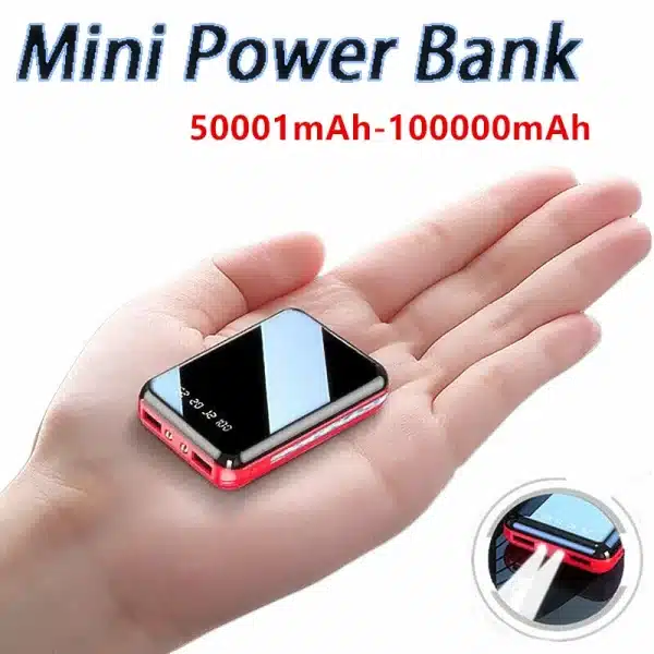 2024 NEW portable outdoors 50001mAh-100000mAh Mini Power Bank Portable Fast Charger Battery Pack 2 USB for Mobile Phone