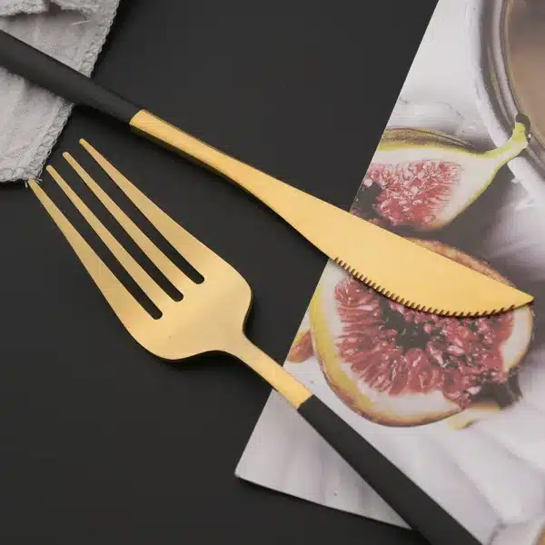 16Pcs Green Gold Dinnerware Stainless Steel Cutlery Set Knife Fork Tea Spoon Dinner Flatware Set Kitchen Silverware Tableware - Image 6