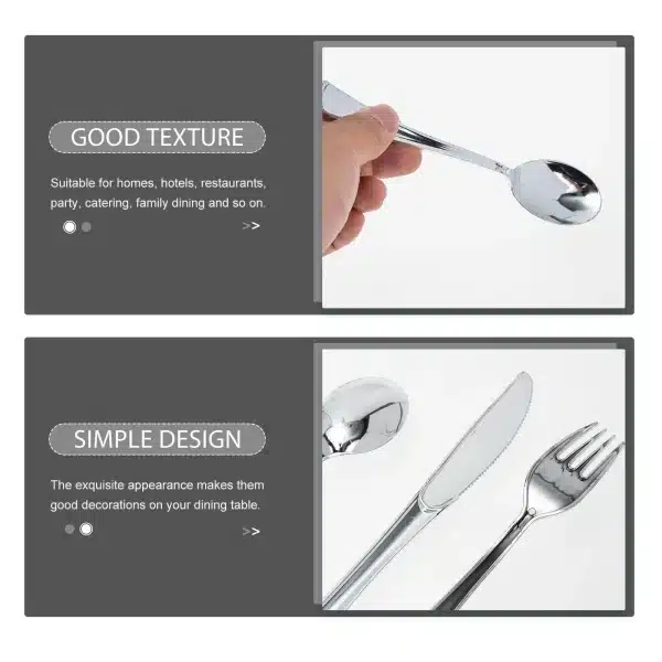 10 Sets Disposable Tableware Kitchen Gadgets Party Supplies Silver Plastic Silverware Flatware One-off Cutlery High Quality - Image 5