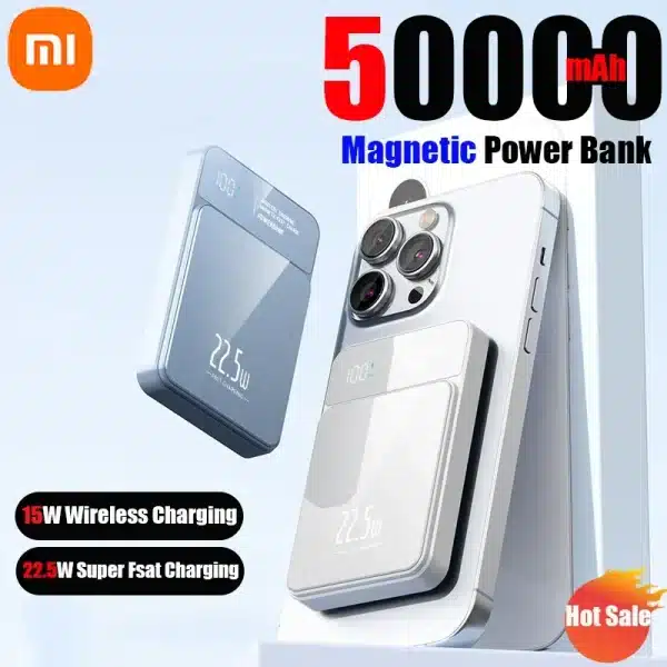 Xiaomi 50000mAh Power Bank Magnetic Qi Wireless Charger Magsafe 22.5W Super Fast Charging Powerbank For iPhone Samsung Huawei - Image 2