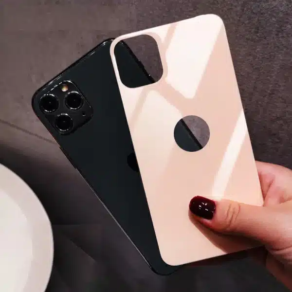 Back 9H Tempered Glass For iPhone 14 Plus 12 mini 13 11 Pro X XR XS Max Rear Screen Protector Protective Film Gold Black White - Image 3