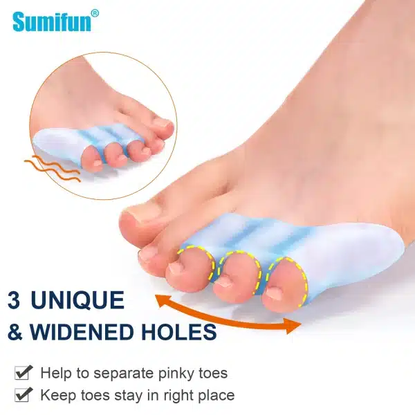 2pcs Three-hole Little Toe Separator Bunion Blister Pain Relief Toe Straightener Protector Overlapping Toes Foot Care Tool - Image 2