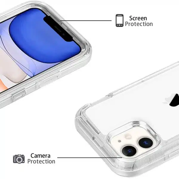 For iPhone 15 12 11 13 14 16Pro Max SE XR XS XSMAX X 6 7 8 Plus Clear Transparent Shockproof Armor Glossy Plain Case Phone Cover - Image 3