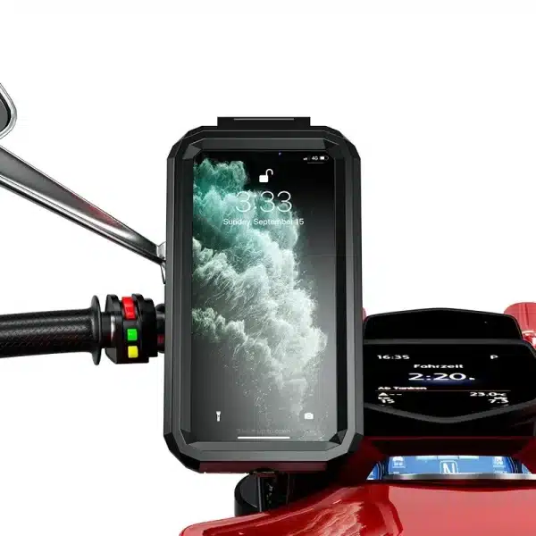 Waterproof Case Bag 12V Motorcycle Phone Holder Handlebar Rear View Mirror Wireless Charger 15W Qi/ Type C Fast Charging Mount - Image 5