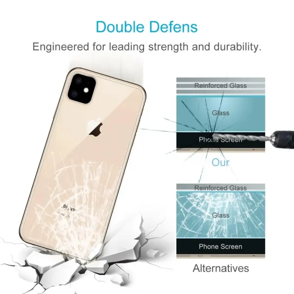 For iPhone 11 Back Film 9H 2.5D Half - Screen Transparent Mobile Phone Tempered Glass Protector Back Film Protective Guard - Image 5