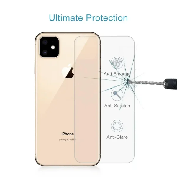 For iPhone 11 Back Film 9H 2.5D Half - Screen Transparent Mobile Phone Tempered Glass Protector Back Film Protective Guard - Image 2