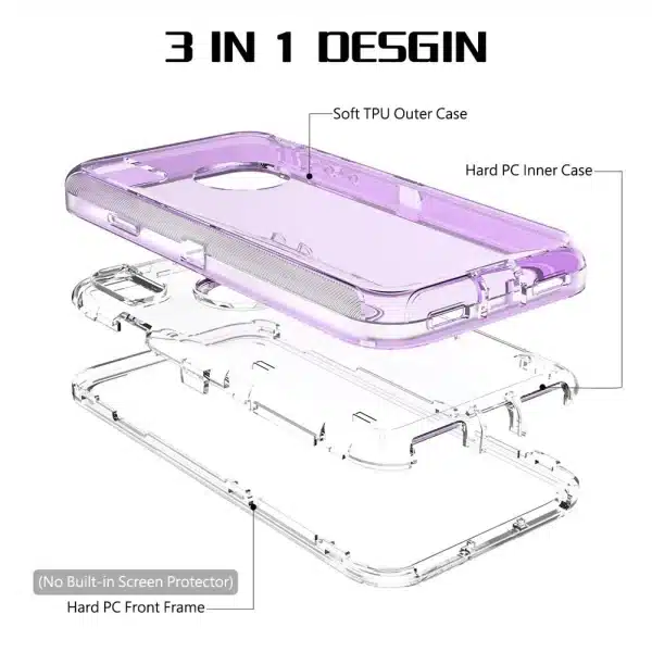 For iPhone 15 12 11 13 14 16Pro Max SE XR XS XSMAX X 6 7 8 Plus Clear Transparent Shockproof Armor Glossy Plain Case Phone Cover - Image 2