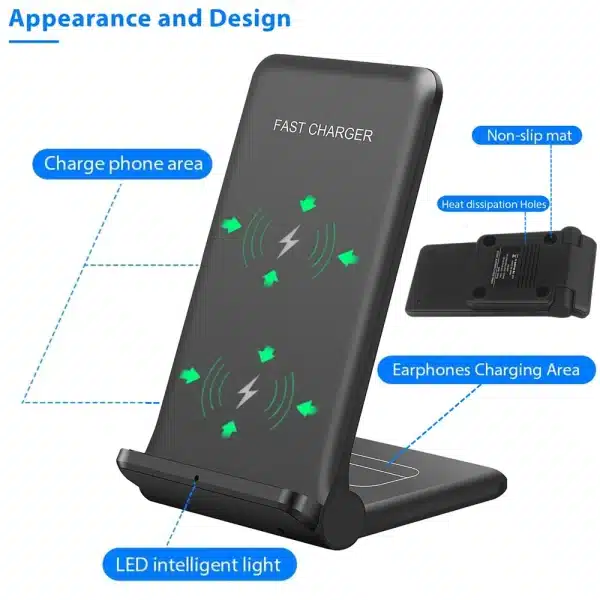 Foldable Wireless Charger 25W 2 in 1 Fast Charging Stand Pad For iPhone 15 14 13 12 11 8 XR X 8 Airpods Pro Samsung S23 S22 S21 - Image 4