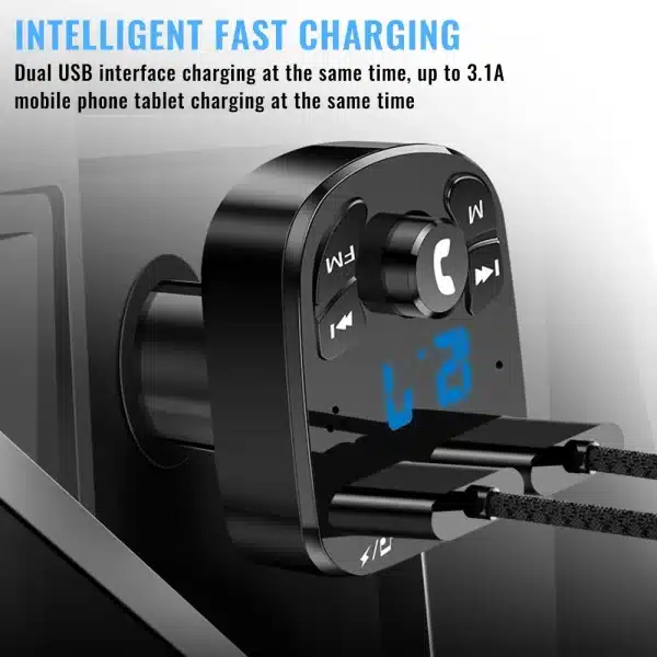 Kebidu Fm Transmitter Car Wireless Bluetooth 5.0 Fm Radio Modulator Car Kit 3.1A Usb Car Charger Handsfree Aux Audio Mp3 Player - Image 3