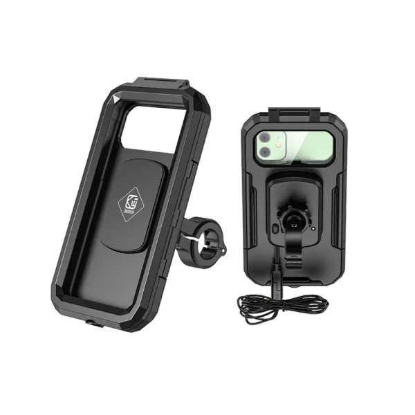 Waterproof Case Bag 12V Motorcycle Phone Holder Handlebar Rear View Mirror Wireless Charger 15W Qi/ Type C Fast Charging Mount - Image 2