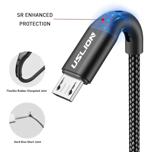 USLION 3A Micro USB Cable Fast Charging for Samsung Xiaomi Huawei Realme OPPO Android Mobile Phone USB Data Wire Cord 0.5/1/2/3M - Image 3