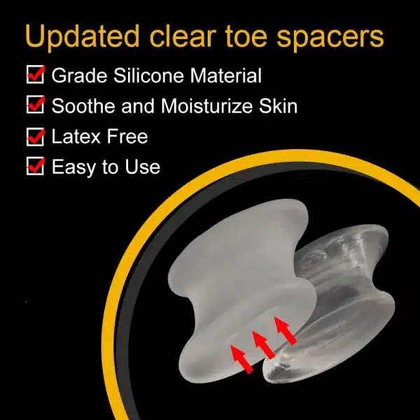 2Pcs Soft Transparent Silicone Toe Separator Hallux Valgus Bunion Corrector Straightener Toe Spacer Foot Pain Care Tool Size L - Image 5