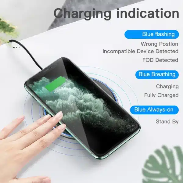 Essager 15W Qi Wireless Charger Fast Wireless Phone Charging Induction Pad For iPhone 12 11 Pro Max X Xiaomi mi 10 Samsung S20 - Image 3