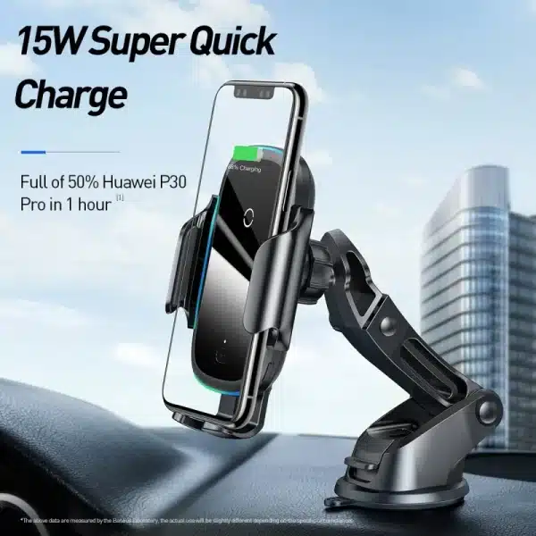 Baseus Qi Car Wireless Charger For iPhone Samsung Xiaomi 15W Induction Fast Wireless Charging Car Phone Holder Wirless Charger - Image 2