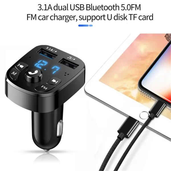 Kebidu Fm Transmitter Car Wireless Bluetooth 5.0 Fm Radio Modulator Car Kit 3.1A Usb Car Charger Handsfree Aux Audio Mp3 Player - Image 5