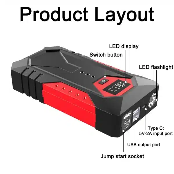 1200A Portable Car Jump Starter 18000mAh Power Bank Car Booster Charger 12V Starting Device Petrol Diesel Car Emergency Booster - Image 4